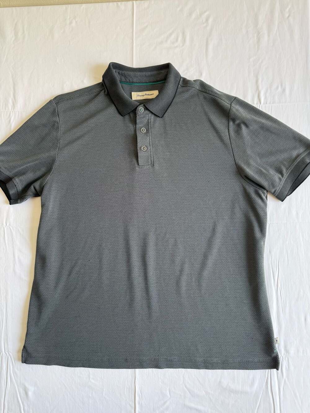 Tommy Bahama Polo Shirt Size XL Gray Textured Short Sleeve Modal Blend